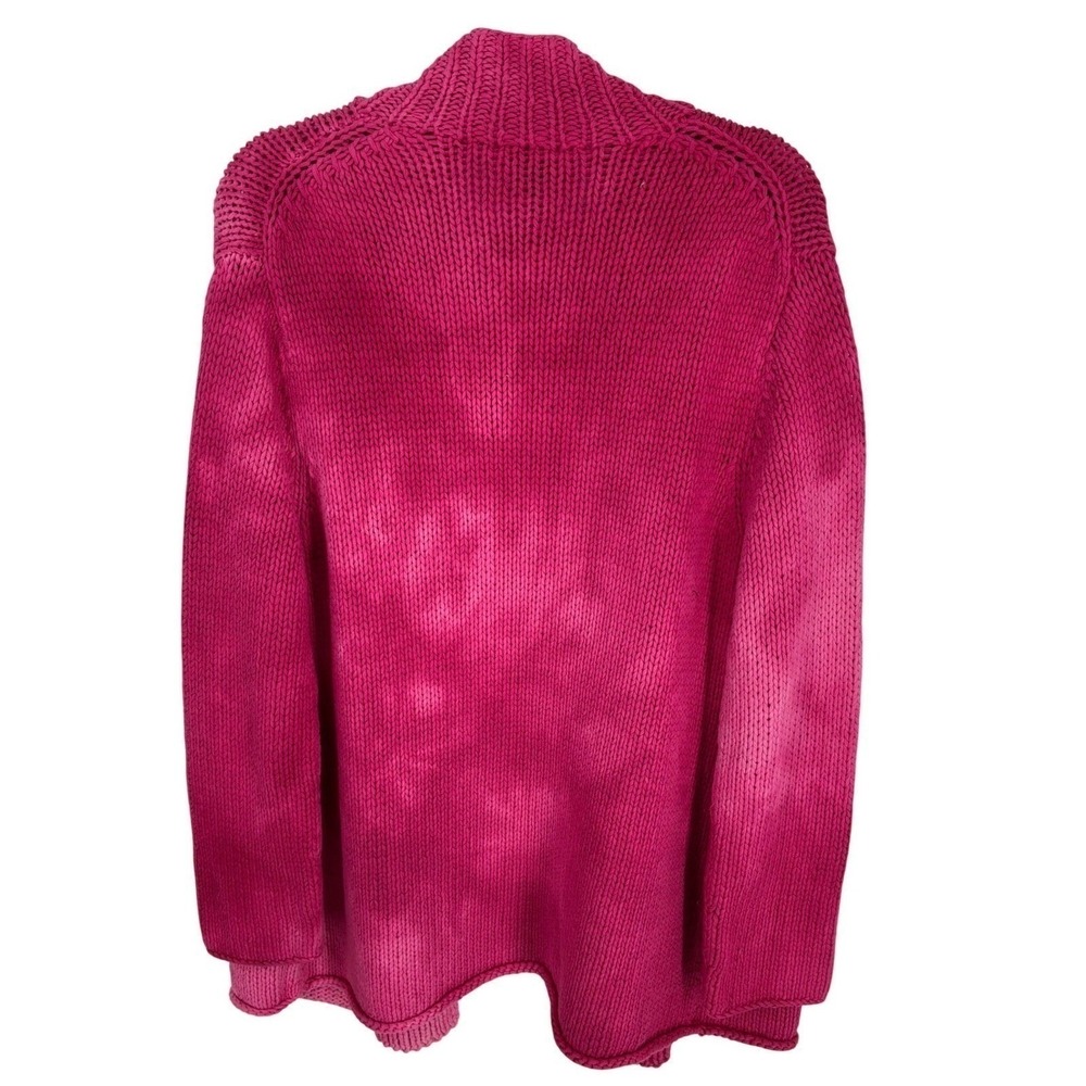 Eileen Fisher Pink Overdyed Cotton Open Cardigan XL Watercolor Dyed - Picture 3 of 7